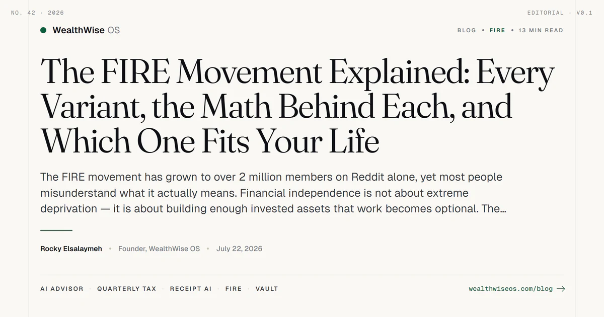 Fire Movement Numbers The FIRE Movement Explained: Every Variant, the Math Behind Each, and ...