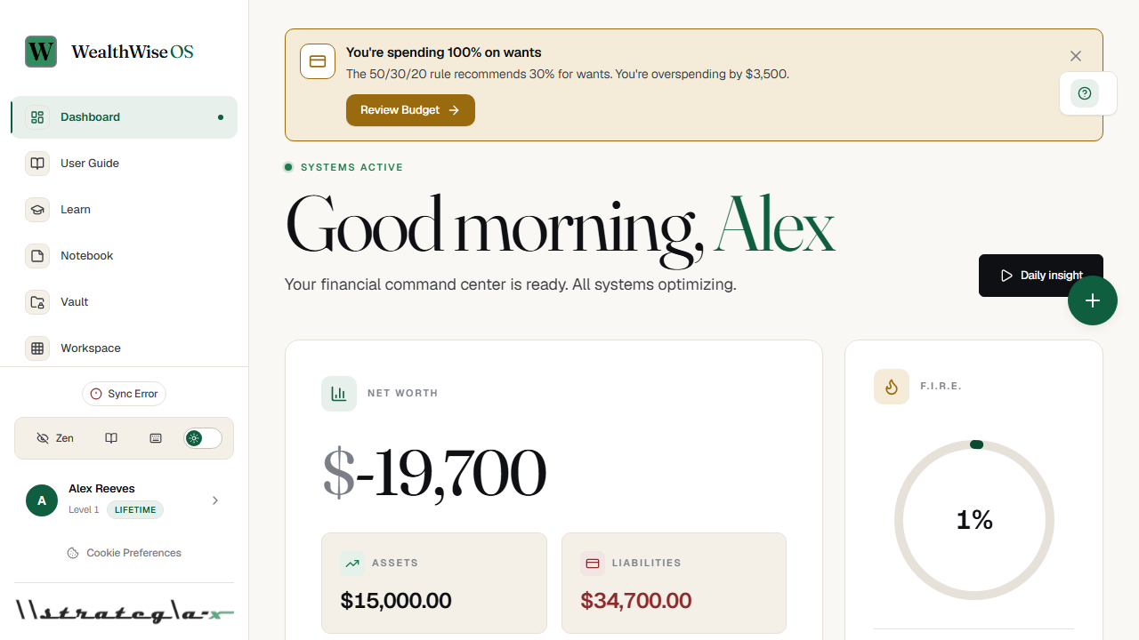 WealthWise OS dashboard